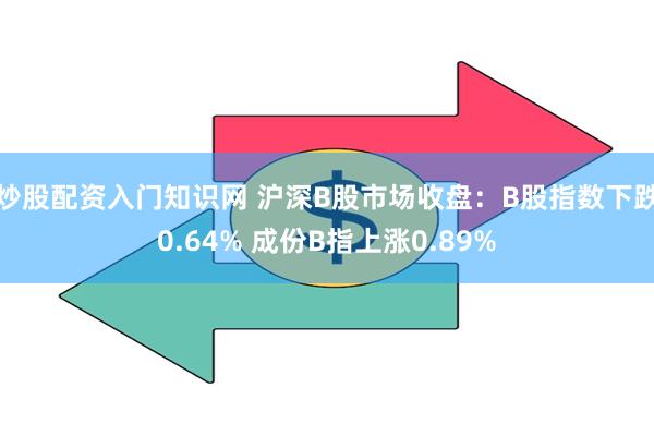 炒股配资入门知识网 沪深B股市场收盘：B股指数下跌0.64% 成份B指上涨0.89%